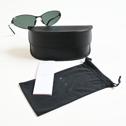 Balenciaga BB0335S 005 Womens Authentic Sunglasses Gunmetal/Green, 65mm - New