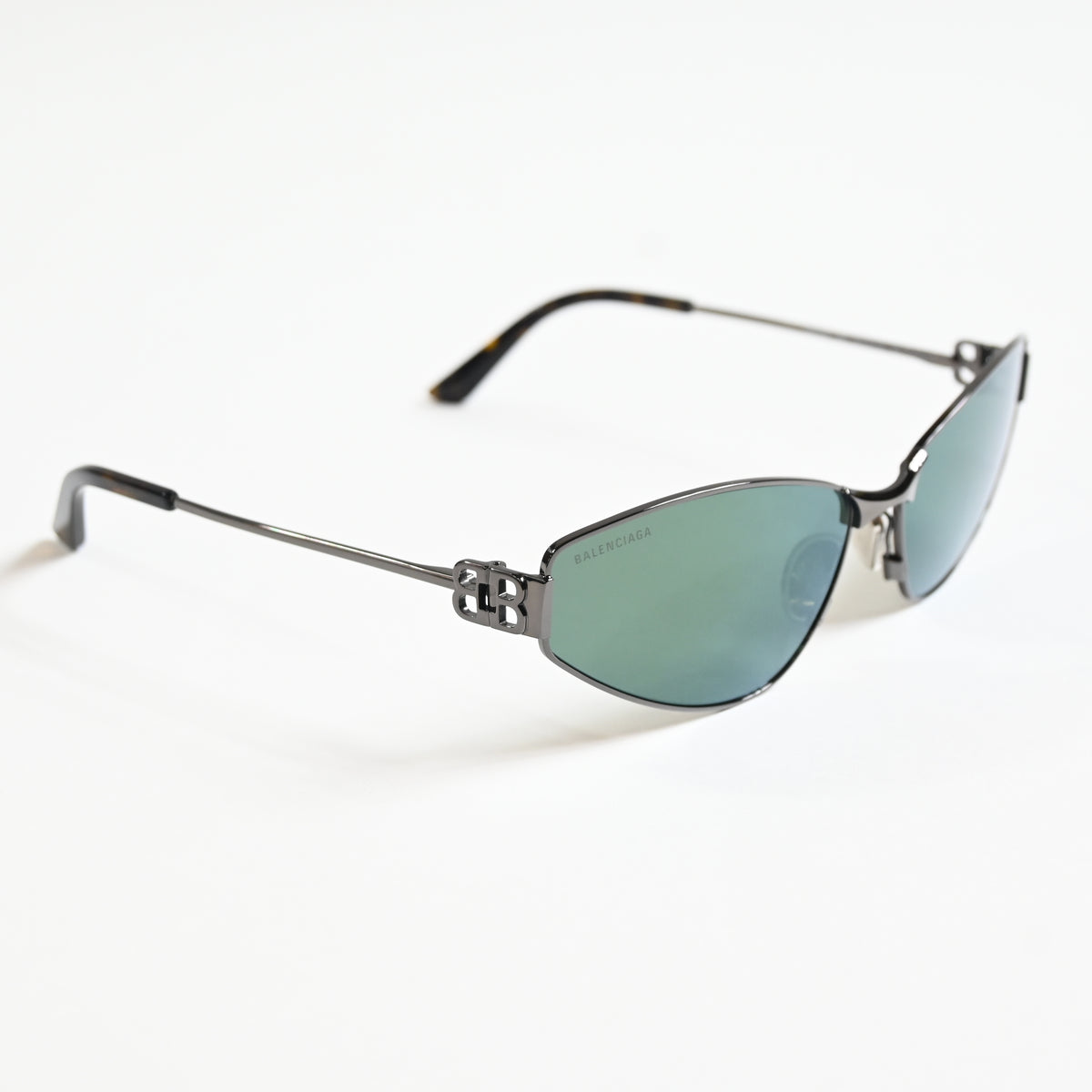 Balenciaga BB0335S 005 Womens Authentic Sunglasses Gunmetal/Green, 65mm - New