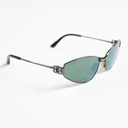 Balenciaga BB0335S 005 Womens Authentic Sunglasses Gunmetal/Green, 65mm - New