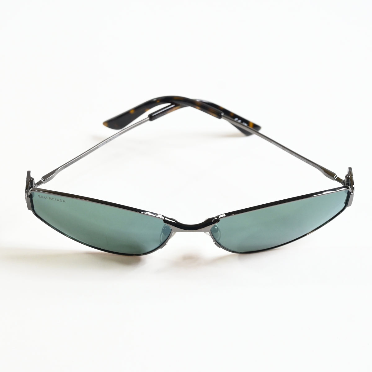 Balenciaga BB0335S 005 Womens Authentic Sunglasses Gunmetal/Green, 65mm - New