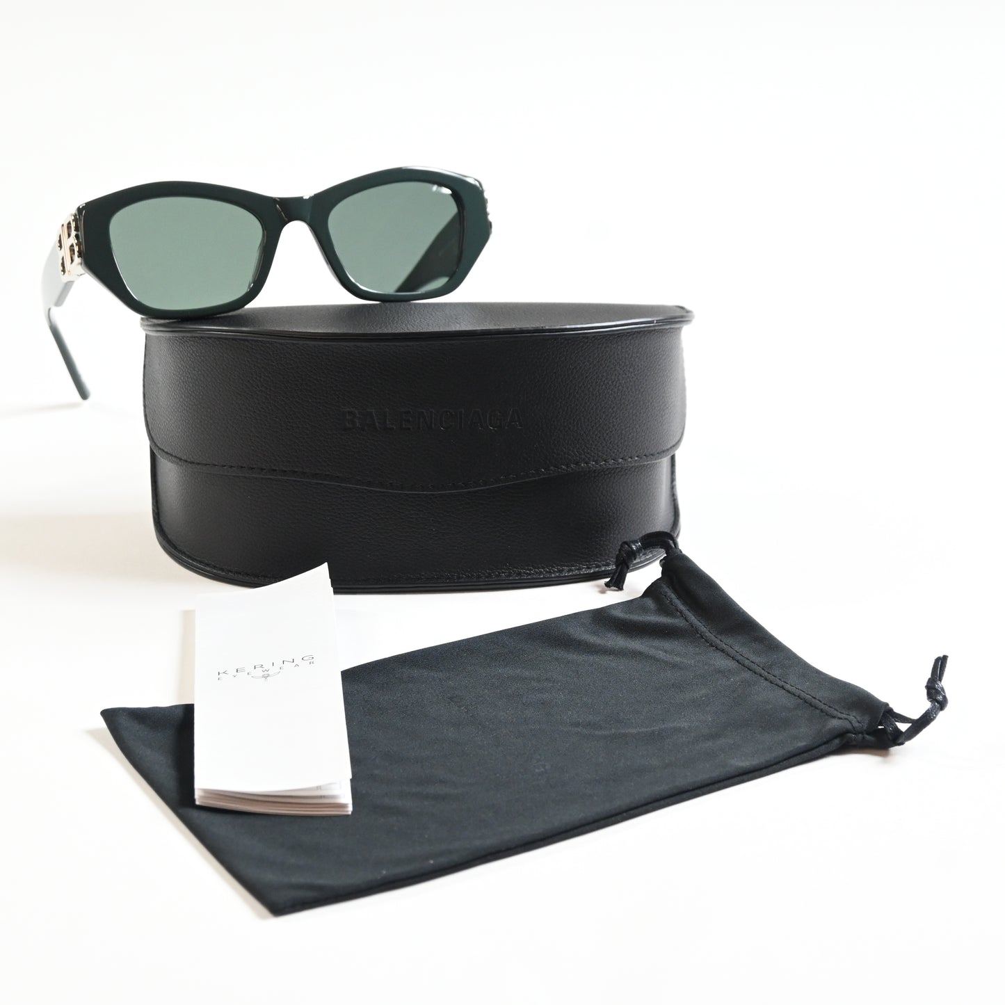Balenciaga BB0311SK 004 Womens Authentic Sunglasses Dark Green/Silver, 53 - New