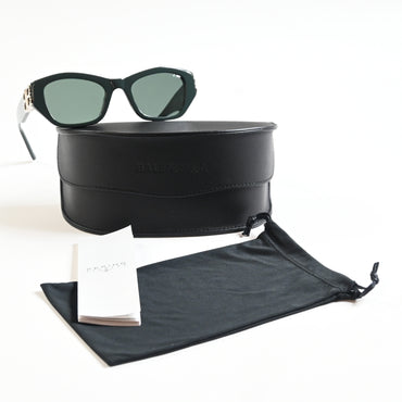 Balenciaga BB0311SK 004 Womens Authentic Sunglasses Dark Green/Silver, 53 - New