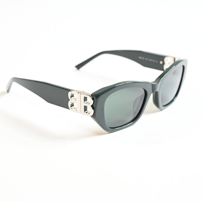 Balenciaga BB0311SK 004 Womens Authentic Sunglasses Dark Green/Silver, 53 - New