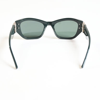 Balenciaga BB0311SK 004 Womens Authentic Sunglasses Dark Green/Silver, 53 - New