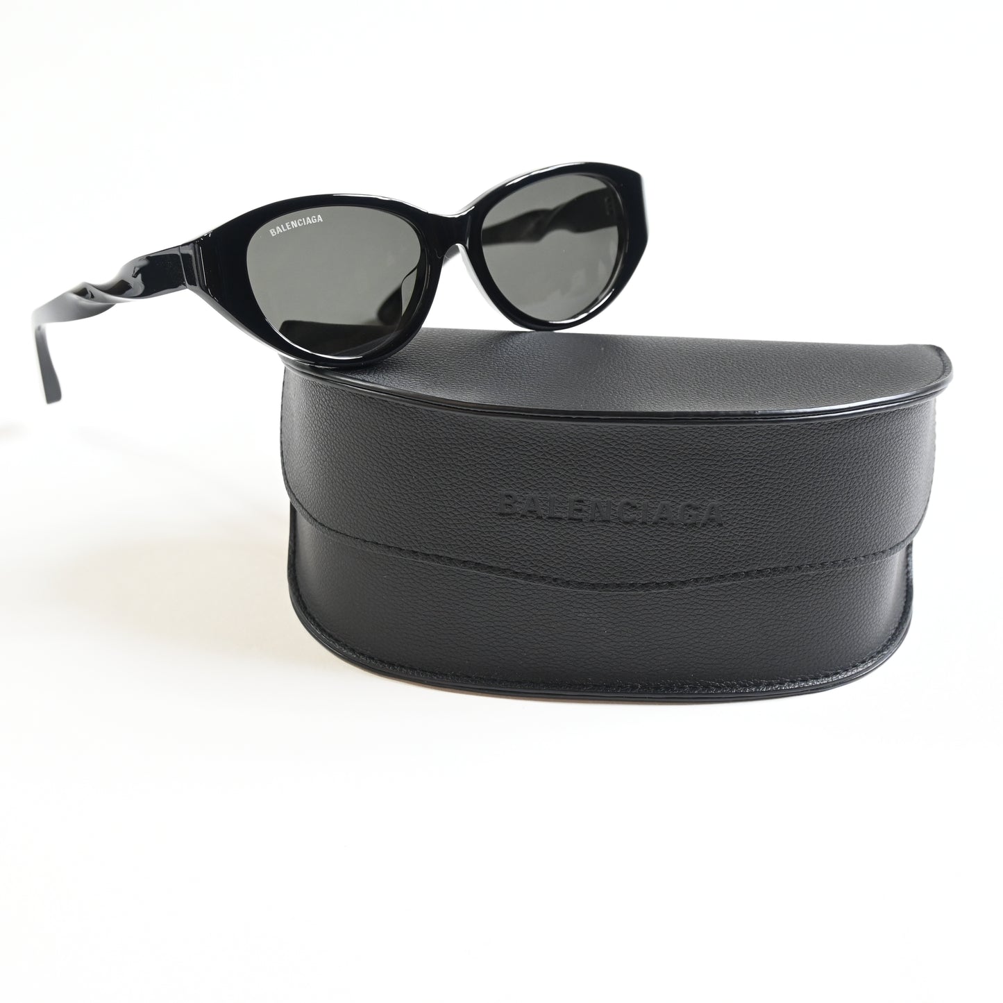 Balenciaga BB0209SA 001 Womens Authentic Sunglasses Black/Gray, 55mm - New
