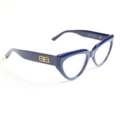 Balenciaga BB0276O 004 Womens Authentic Eyeglasses Blue/Gold, 53mm - New