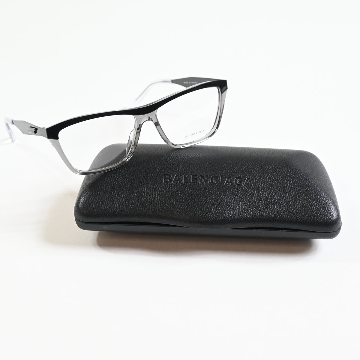 Bottega BV1133O 001 Mens Authentic Eyeglasses Clear Gray/Black, 57mm - New