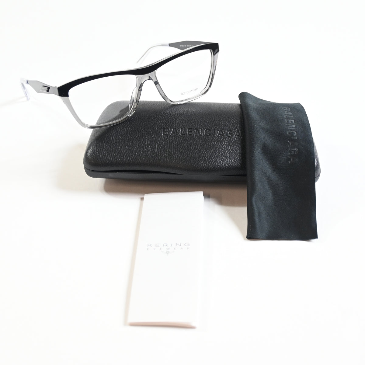 Bottega BV1133O 001 Mens Authentic Eyeglasses Clear Gray/Black, 57mm - New