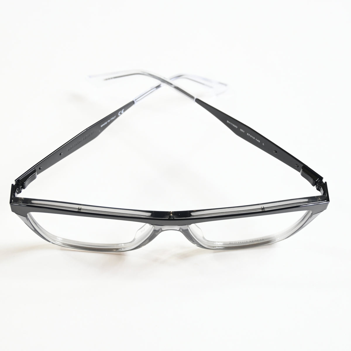 Bottega BV1133O 001 Mens Authentic Eyeglasses Clear Gray/Black, 57mm - New