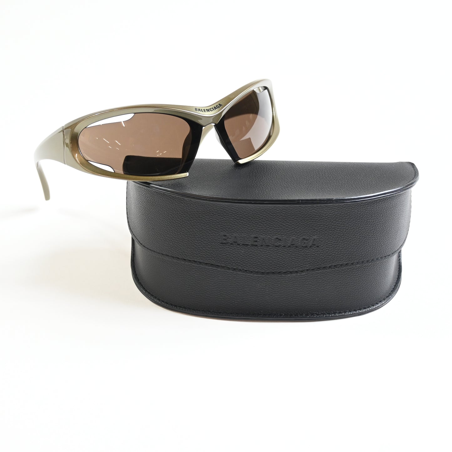 Balenciaga BB0318S 004 Unisex Authentic Sunglasses Clear Green/Brown, 78mm - New