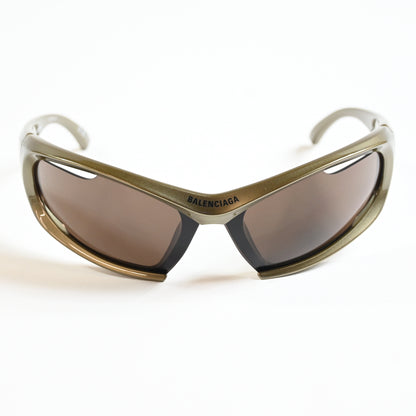 Balenciaga BB0318S 004 Unisex Authentic Sunglasses Clear Green/Brown, 78mm - New