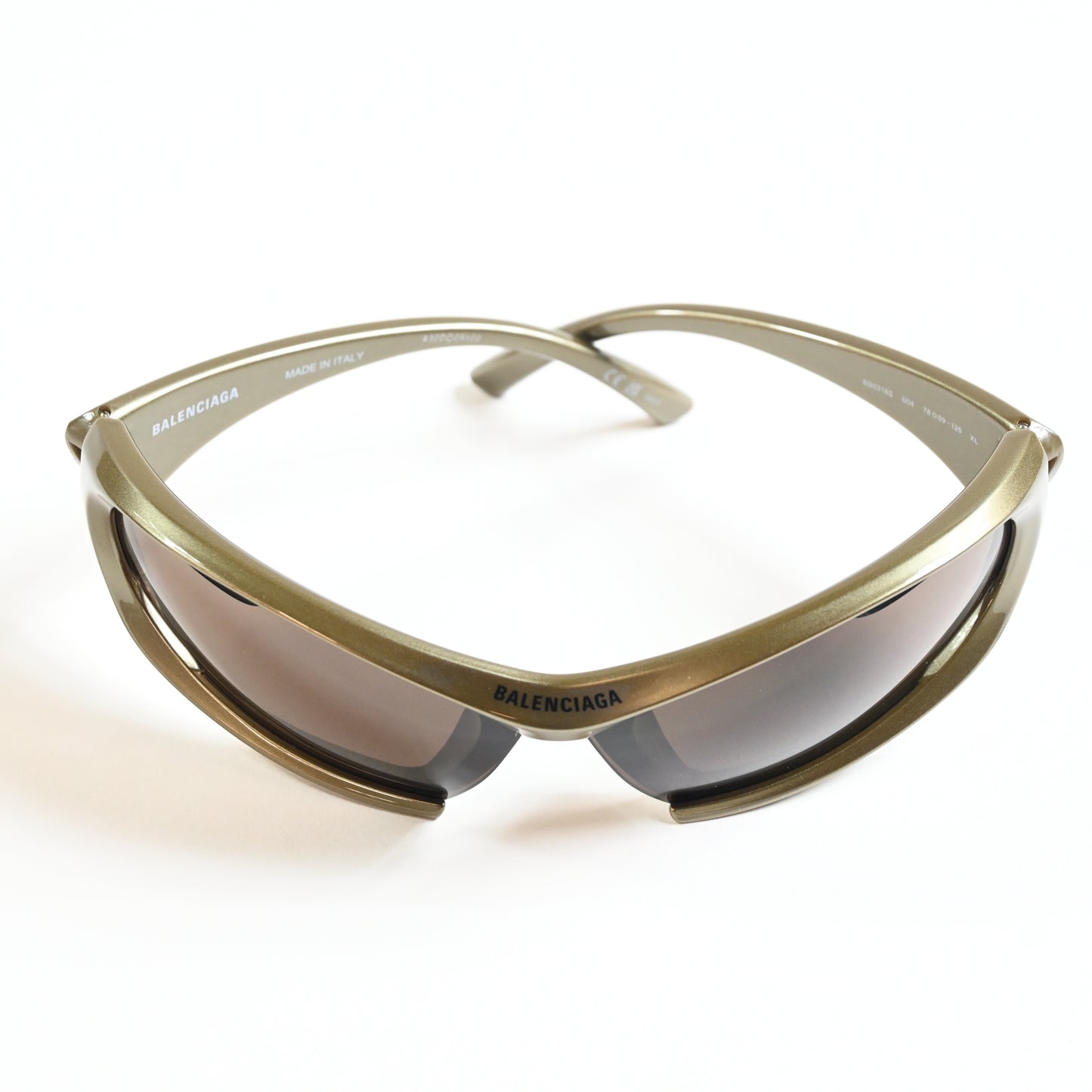 Balenciaga BB0318S 004 Unisex Authentic Sunglasses Clear Green/Brown, 78mm - New