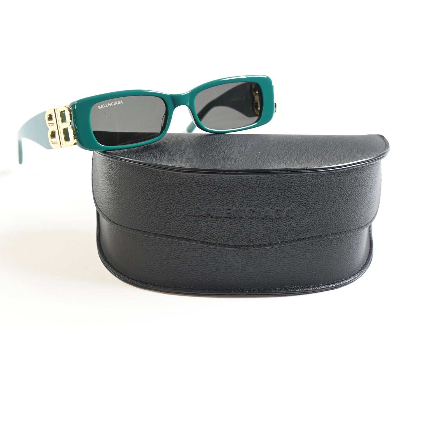 Balenciaga BB0096S 006 Womens Authentic Sunglasses Green/Gold, 51mm - New