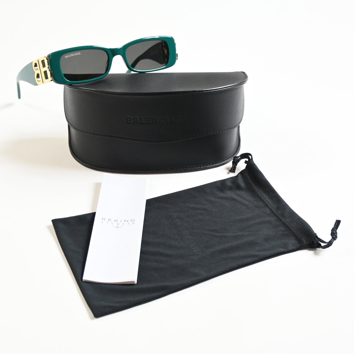 Balenciaga BB0096S 006 Womens Authentic Sunglasses Green/Gold, 51mm - New