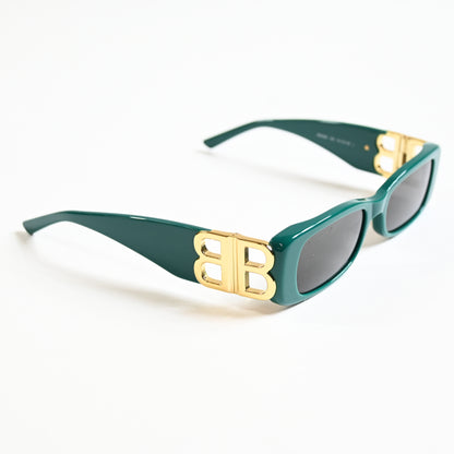 Balenciaga BB0096S 006 Womens Authentic Sunglasses Green/Gold, 51mm - New