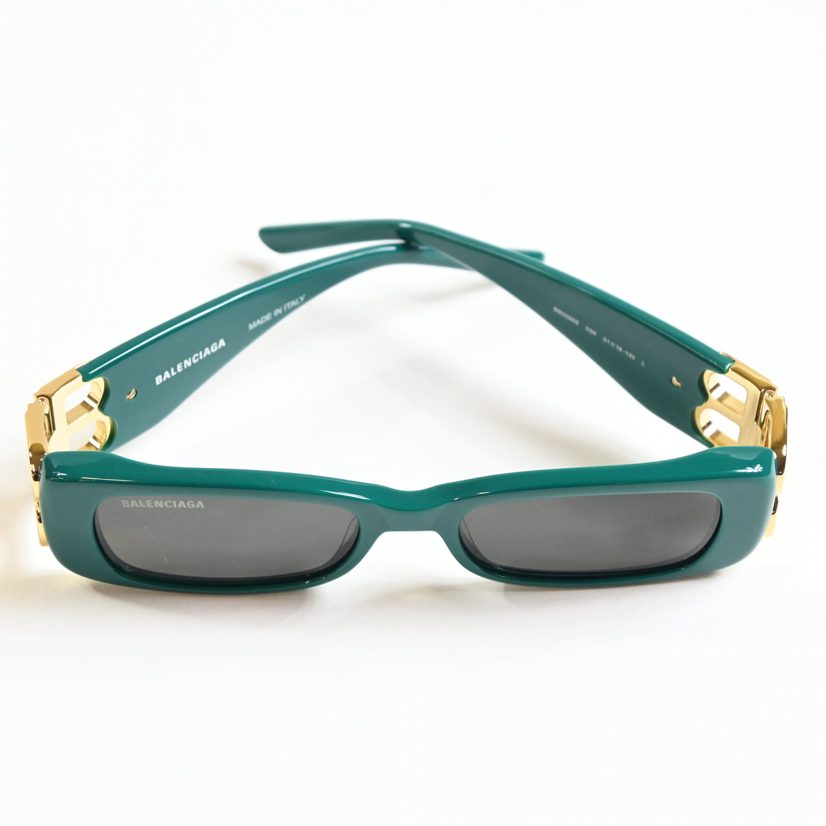 Balenciaga BB0096S 006 Womens Authentic Sunglasses Green/Gold, 51mm - New