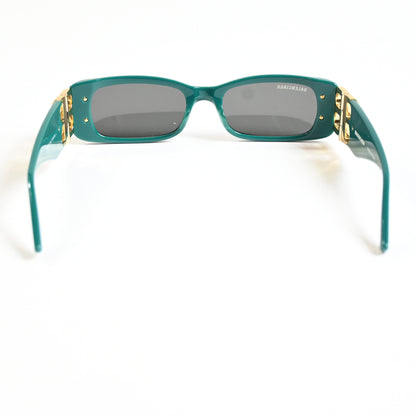 Balenciaga BB0096S 006 Womens Authentic Sunglasses Green/Gold, 51mm - New