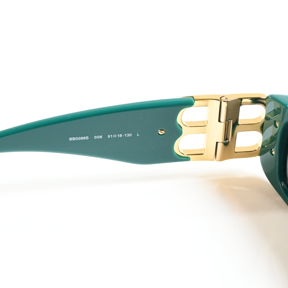 Balenciaga BB0096S 006 Womens Authentic Sunglasses Green/Gold, 51mm - New
