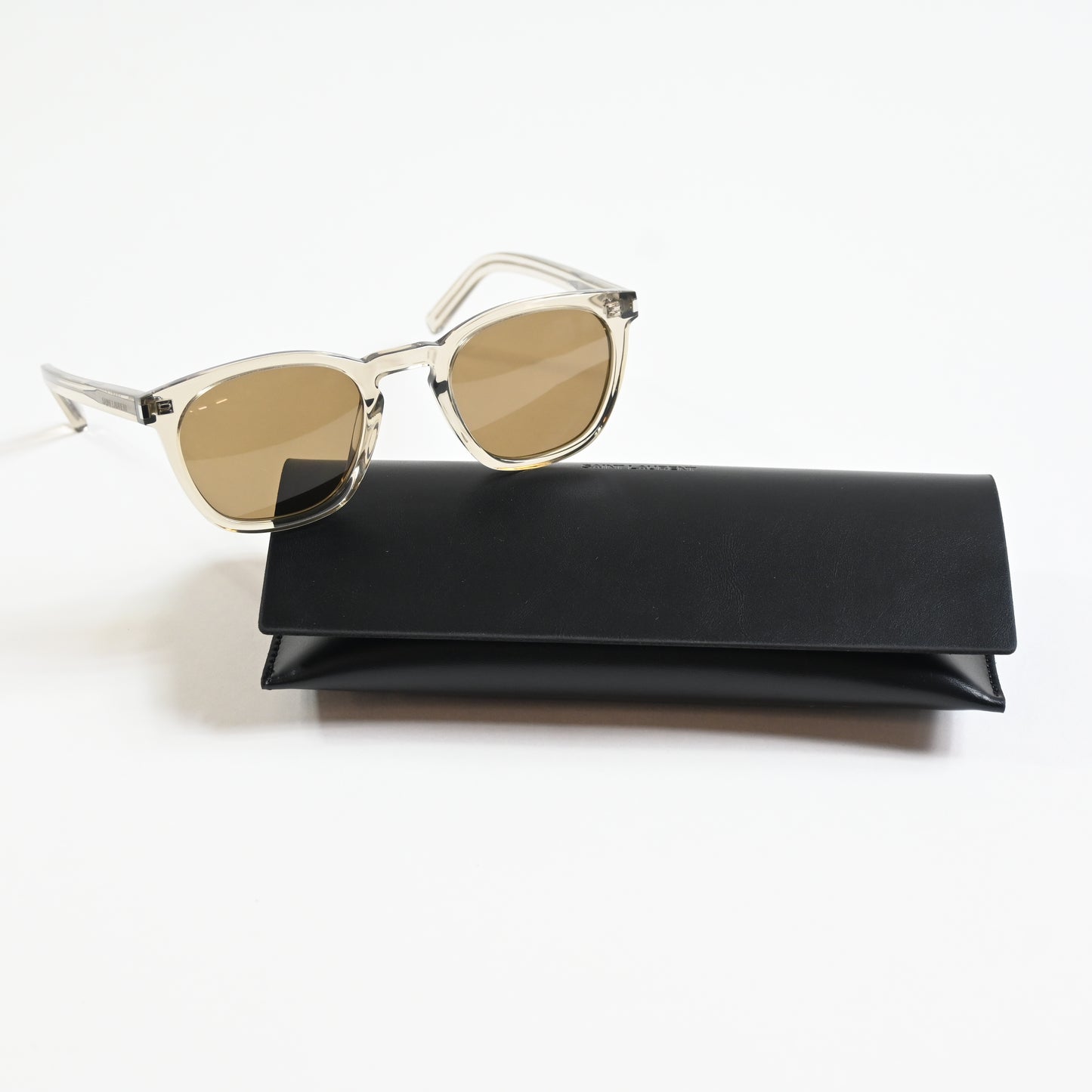Yves Saint Laurent SL 28 Unisex Authentic Sunglasses, Clear Beige, 49 - New