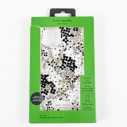 Kate Spade Protective Phone Case for iPhone 15 Plus, 14 Plus - Silver Floral