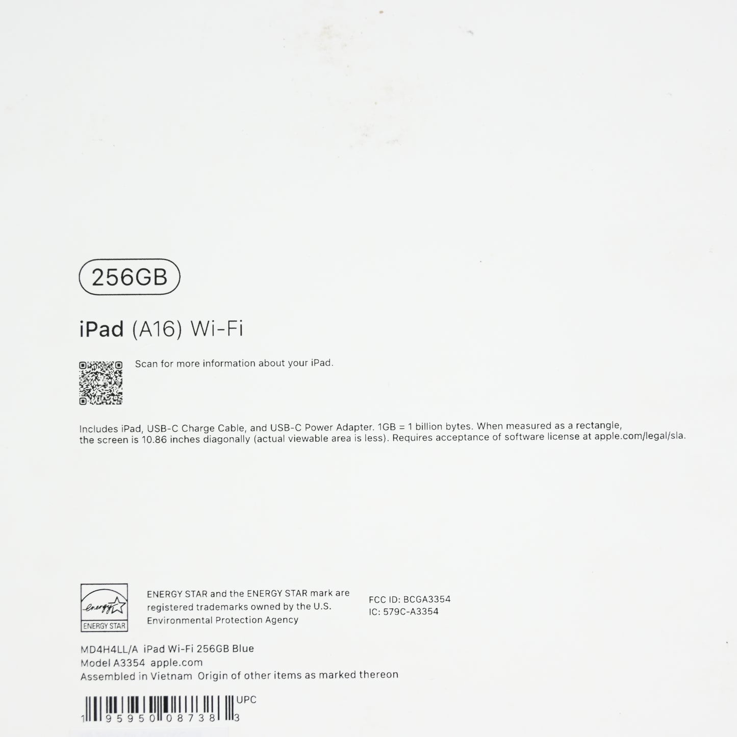 Apple iPad 11-inch (11th Gen): A16 chip 256GB Wi-Fi 6 MD4H4LL/A - Blue - Grade A