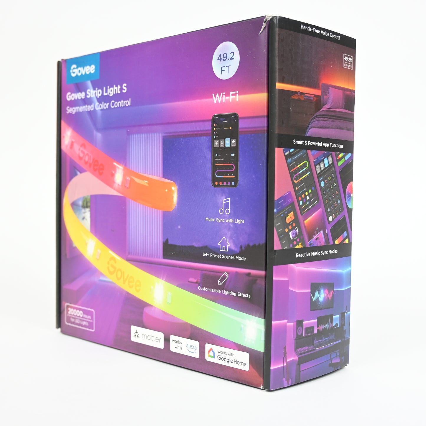 Govee 49.2' Wi-Fi RGBIC Pro Smart LED Strip Lights Sync H612DAD1 - Open Box