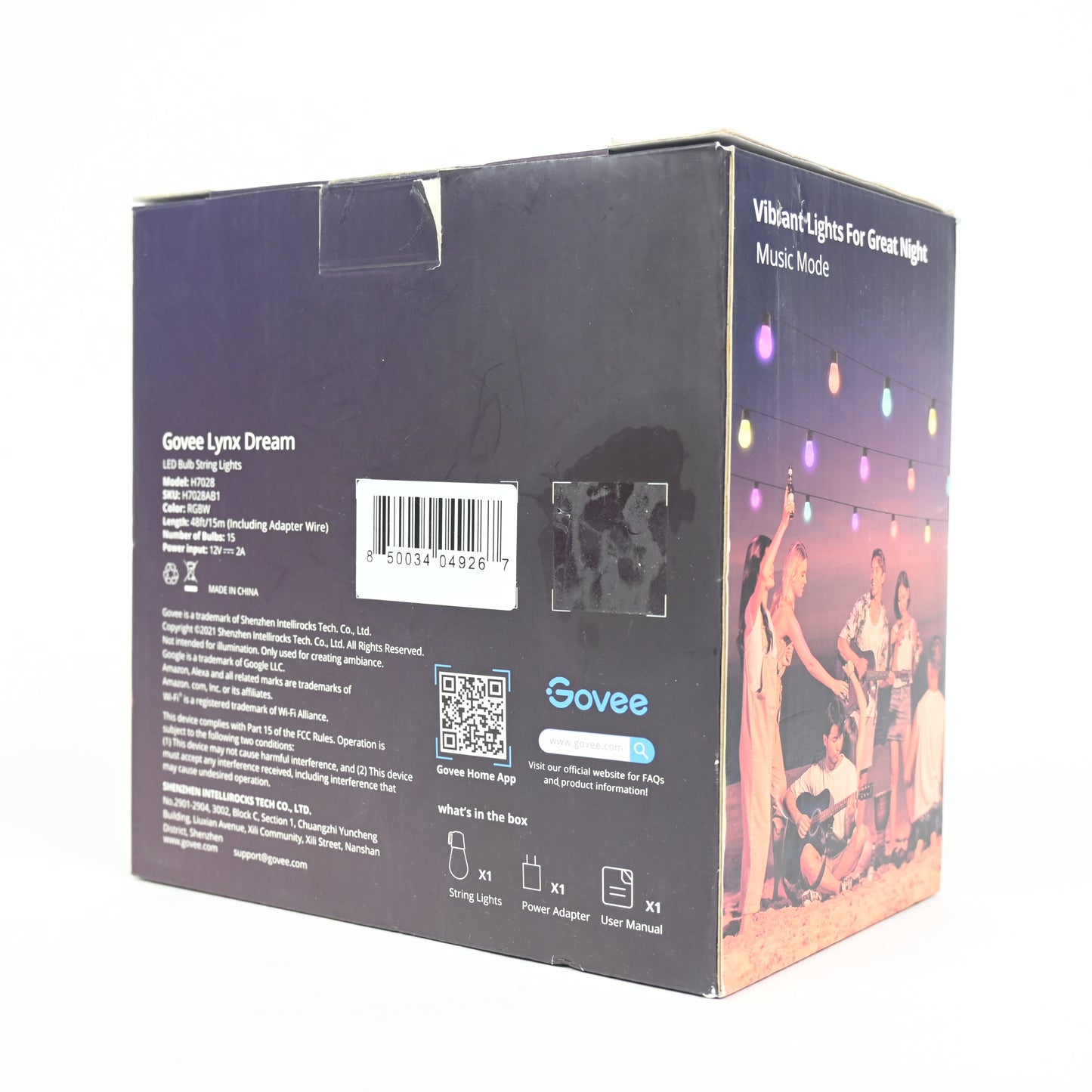 Govee 48' RGBW Wi-Fi Outdoor String Light Patio Lighting - Open Box