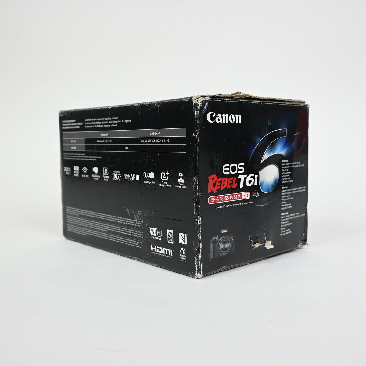 Canon EOS Rebel T6i EF-S 18-55mm IS STM Kit - Black (0591C003) - Grade A