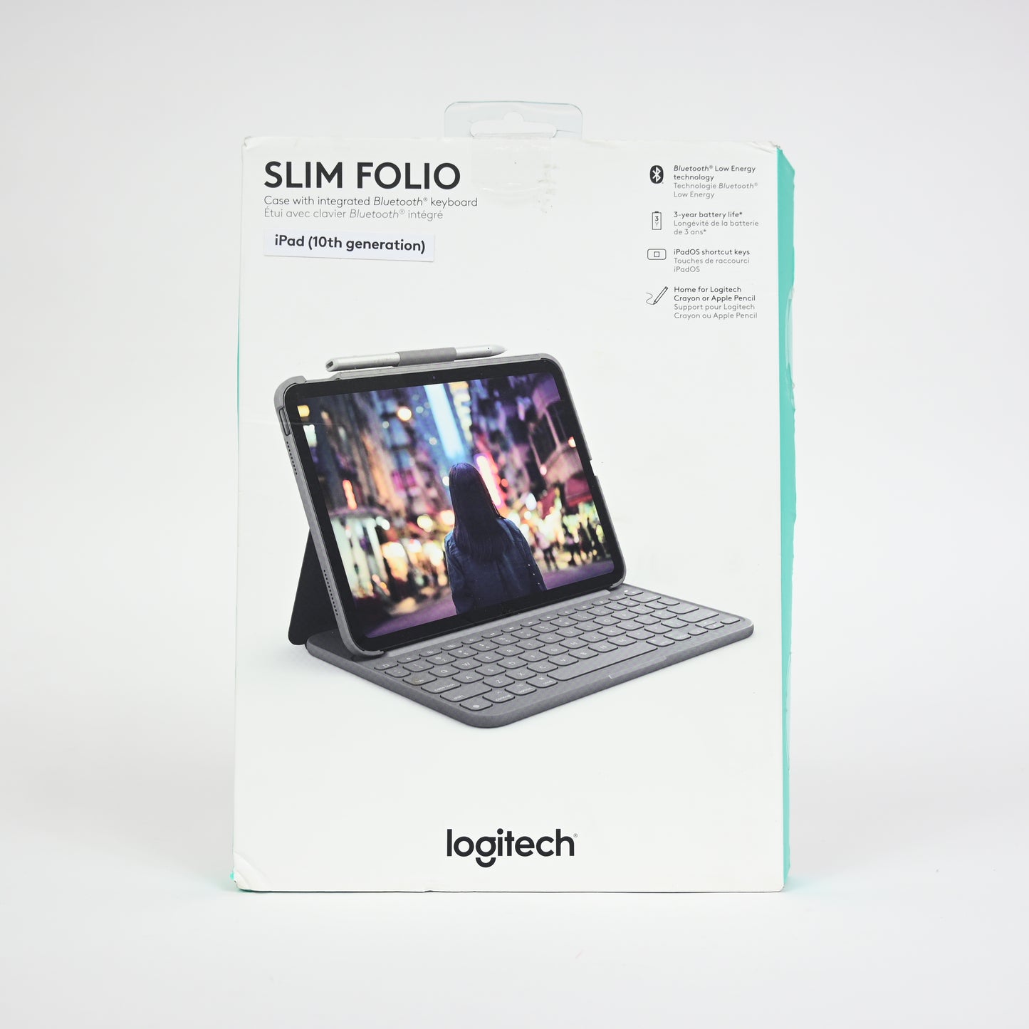 Logitech Slim Folio Bluetooth Keyboard Case for iPad 10th Gen - Oxford Gray