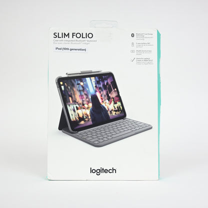 Logitech Slim Folio Bluetooth Keyboard Case for iPad 10th Gen - Oxford Gray
