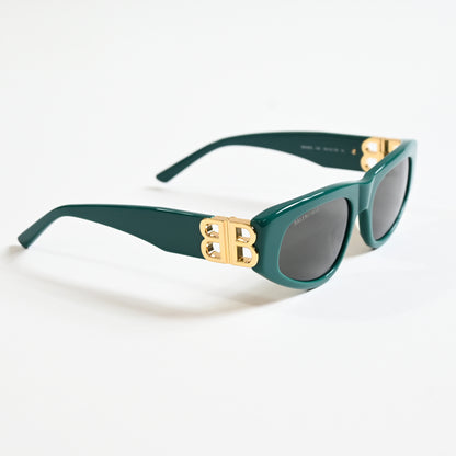 Balenciaga BB0095S 005 Womens Authentic Sunglasses Green/Gold, 53mm - New