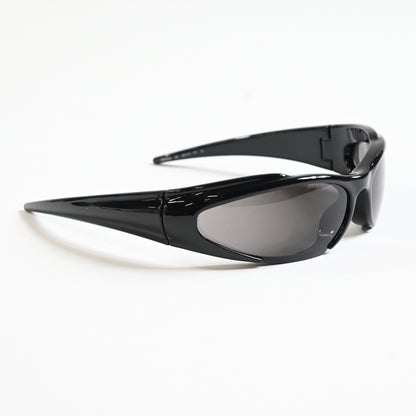 Balenciaga BB0253S 001 Unisex Authentic Sunglasses Black/Gray, 80mm - New