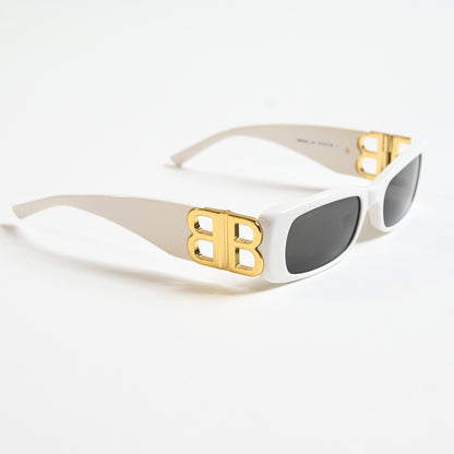 Balenciaga BB0096S 011 Womens Authentic Sunglasses White/Gold, 51mm - New