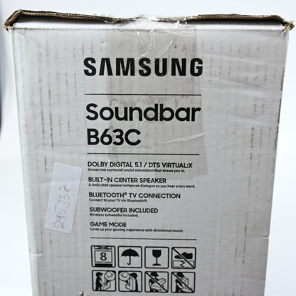 SAMSUNG B63C Bluetooth Soundbar w/ Subwoofer HW-B63C/ZA 2022 Model - Black