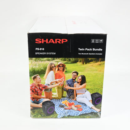 Sharp 8" Bluetooth Party Speaker 2- Pack, 400W Peak Power, 8" Woofer