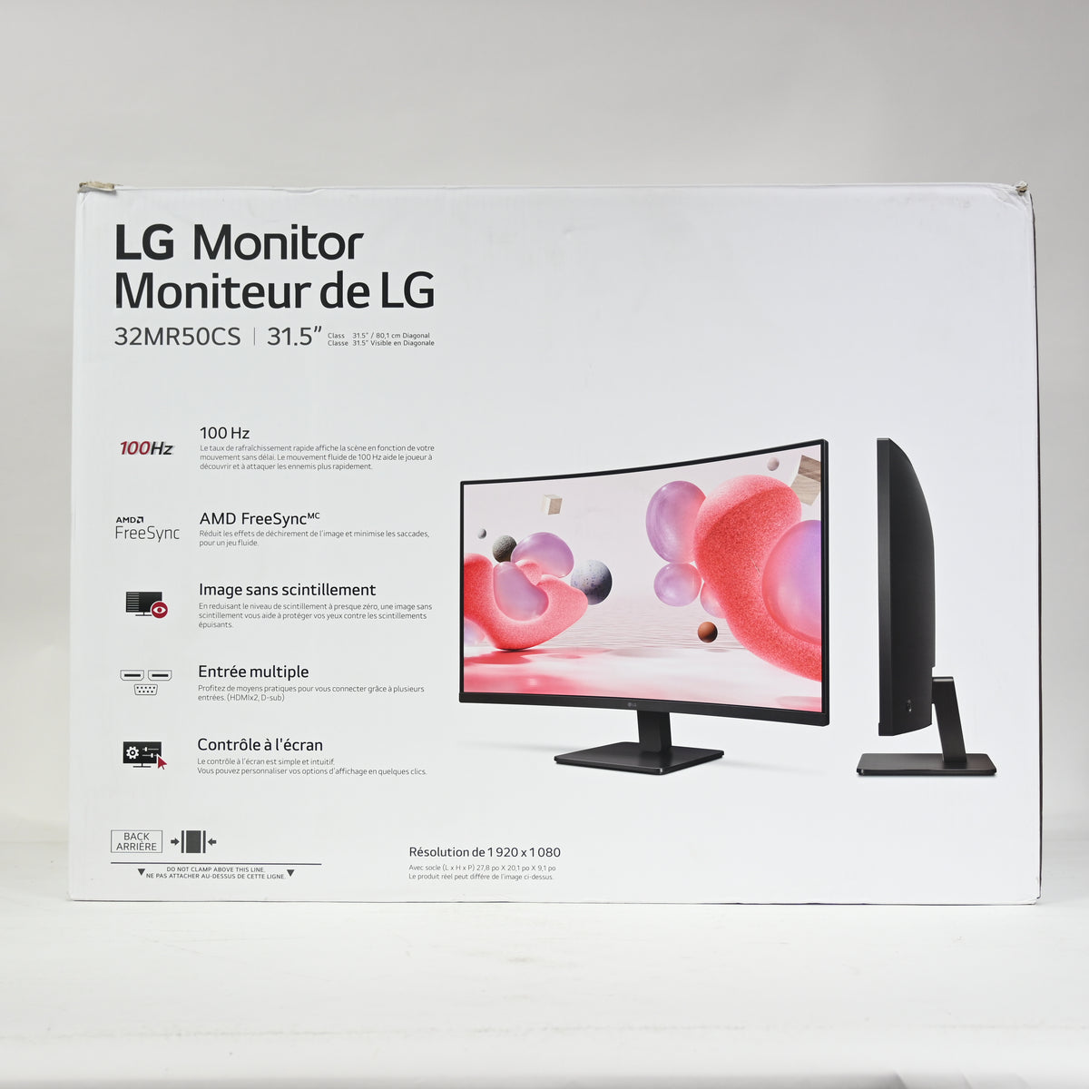 LG Curved Monitor 32" FHD 100Hz AMD FreeSync Stabilizer Tilt Stand - Black