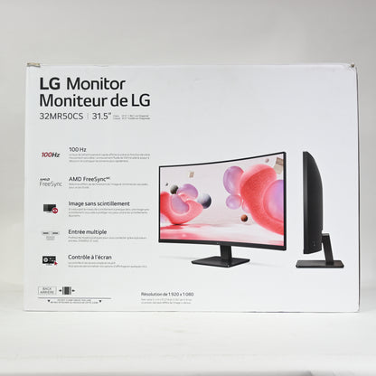 LG Curved Monitor 32" FHD 100Hz AMD FreeSync Stabilizer Tilt Stand - Black