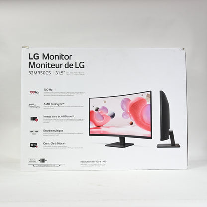 LG Curved Monitor 32" FHD 100Hz AMD FreeSync Stabilizer Tilt Stand - Black