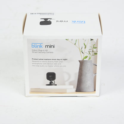 Blink Mini Indoor Security Camera 1080p Night Vision Motion Black - New