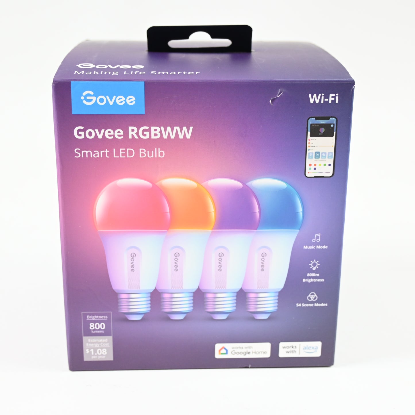 Govee Wi-Fi 800LM RGBWW 4pk LED light Bulb