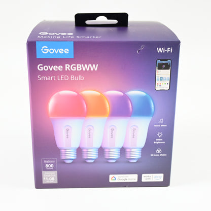 Govee Wi-Fi 800LM RGBWW 4pk LED light Bulb