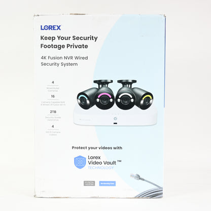 Lorex Fusion 4K 16 Channel 2TB Wired NVR System with 4 Bullet Cameras