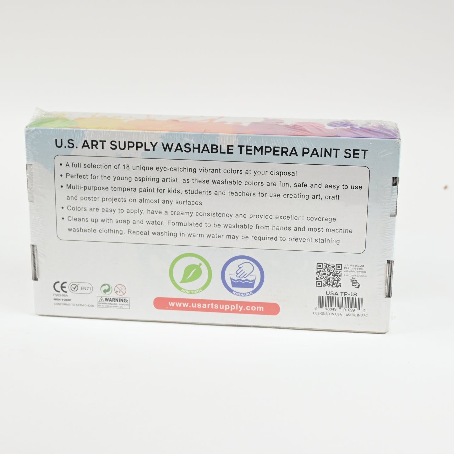 U.S. Art Supply 18 Color Washable Tempera Paint Set 2 oz Bottles - New
