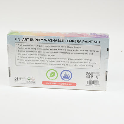U.S. Art Supply 18 Color Washable Tempera Paint Set 2 oz Bottles - New