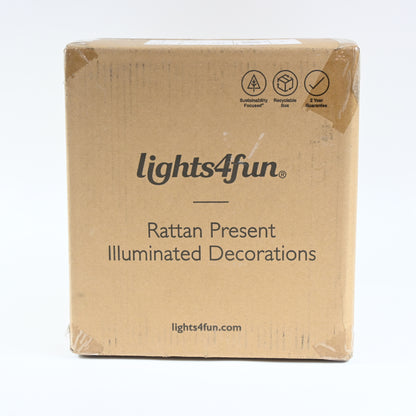 Lights4fun, Inc. Set of 3 Rattan Lighted LED Box Indoor & Outdoor Decoration
