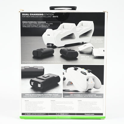 PowerA Duo Charging White, Wireless Controller Rechargeable Battery - Open Box