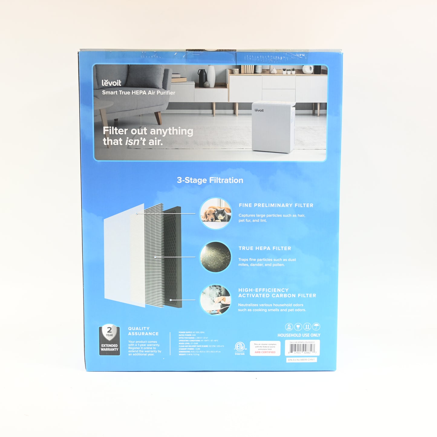 LEVOIT Smart WiFi True HEPA Air Purifier HEPA Filtration - New