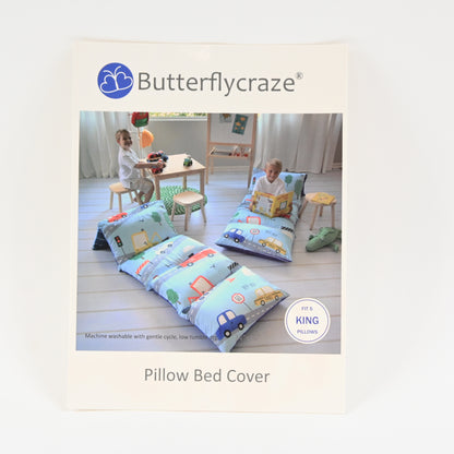 Butterfly Craze Floor Pillow Case Mattress Bed Lounger Cover Cars Blue King Size