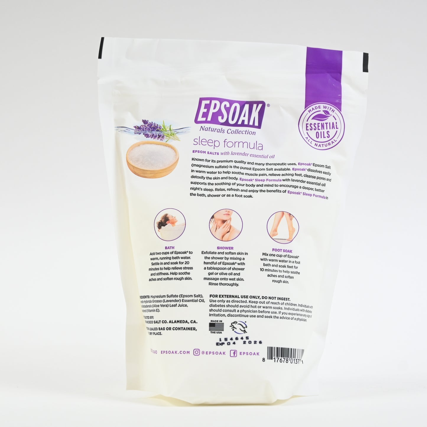 Epsoak Lavender Essentail Oil Sleep Formula 2 Pack
