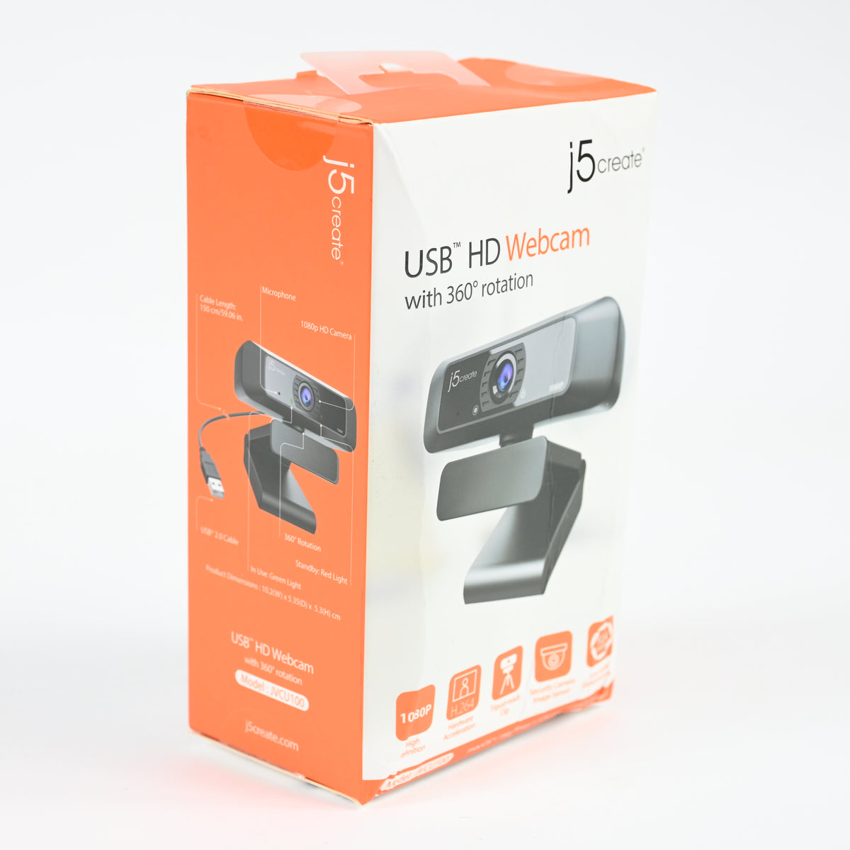 j5create USB Streaming Webcam - 1080P HD w/ 360 Rotation, Hi-Fi Microphone